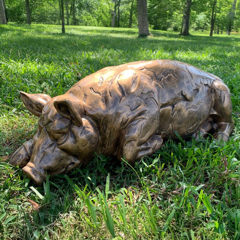 5060235333095 1 Enigma Marble Resin Sleeping Pig Garden Statue.jpg